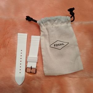 Fossil 22mm white silicone watch strap